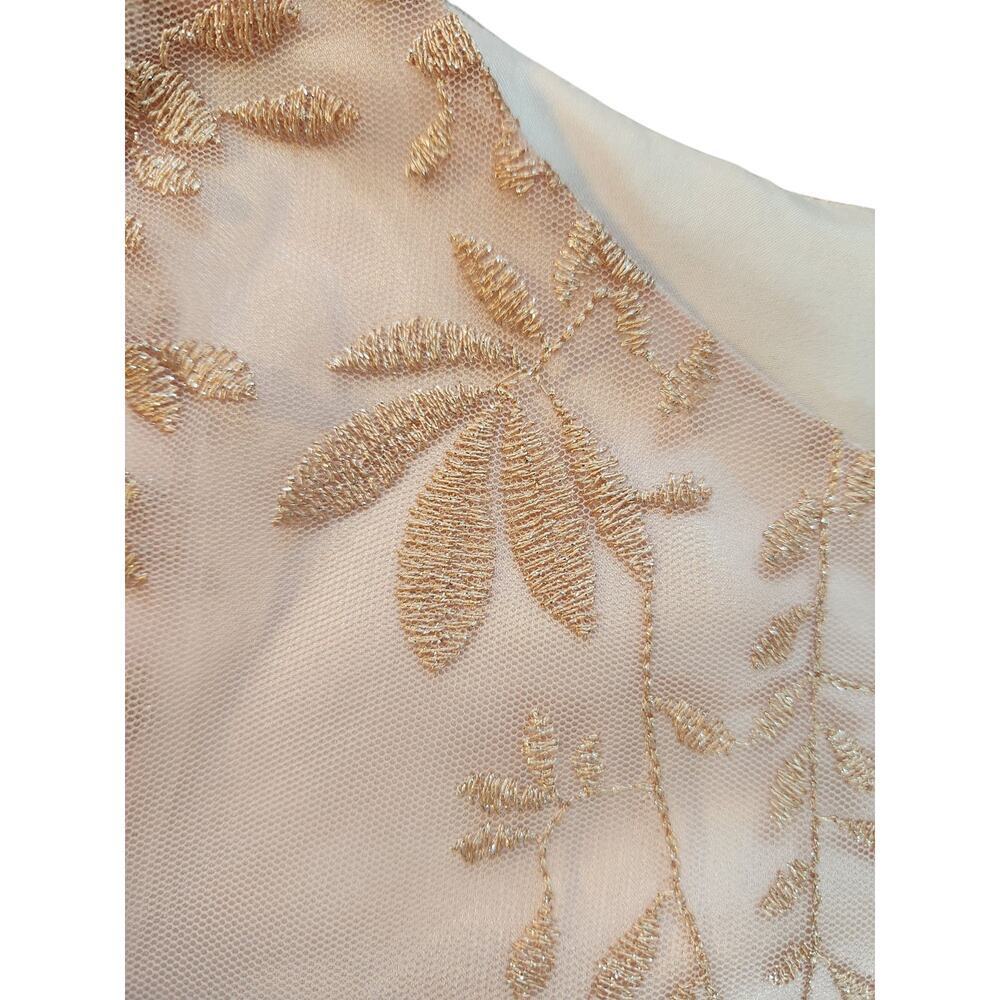 Tahari Arthur S. Levine ASL dress sz 14 pink metallic embroider sheer lined - Picture 6 of 16